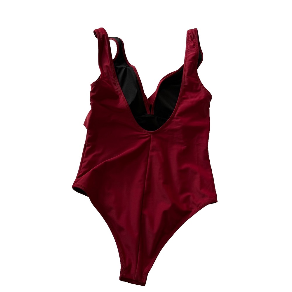Beachsissi Red One‎ Piece Swimsuit Twist Front Plunge Bathing Suit M NWT - Picture 2 of 7
